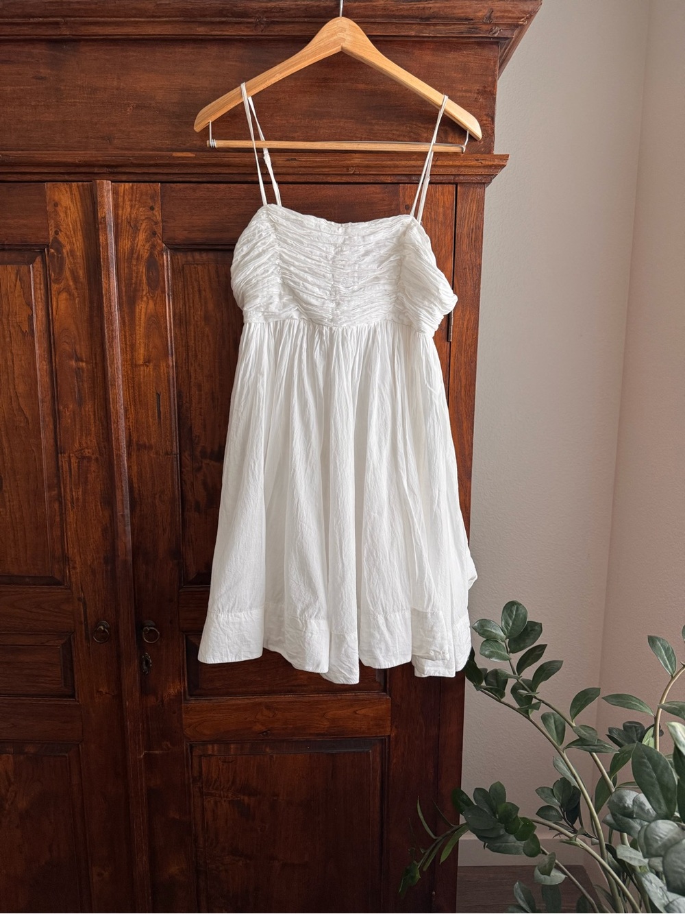 Anthropologie Forever That Girl Airy Babydoll Mini Dress in white